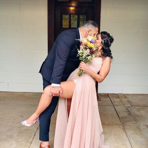 Glittery Spaghetti V-Neck Prom Long Side Split Formal Evening Gowns Sparkle - Picture 7 of 7